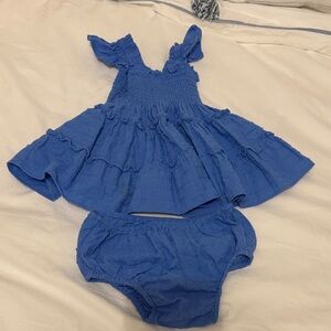 Blue Ruffled baby Dress Set